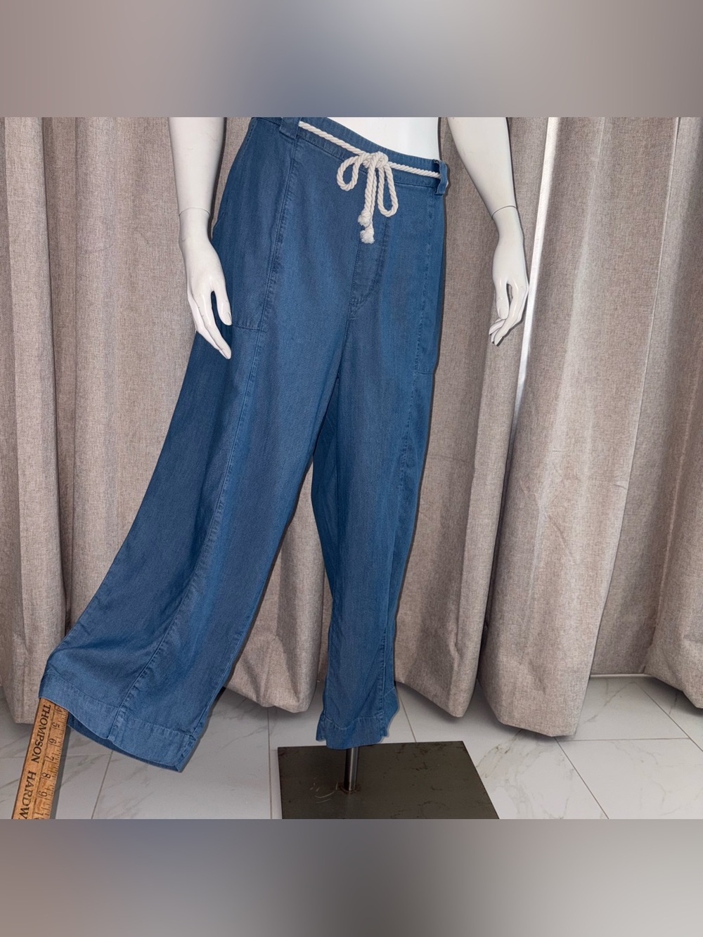 MARISSA OLIVIA SZ L Women’s Wide-Leg with pockets Drawstring Pants - Blue
